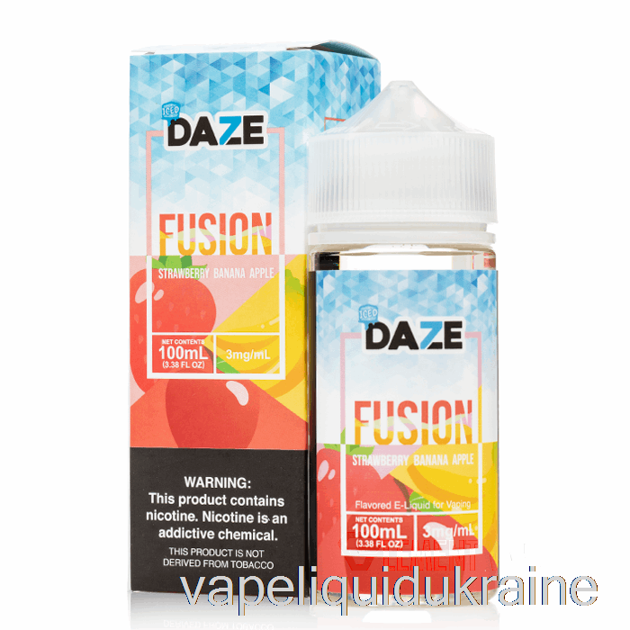 Vape Liquid Ukraine ICED Strawberry Banana Apple - 7 Daze Fusion - 100mL 0mg